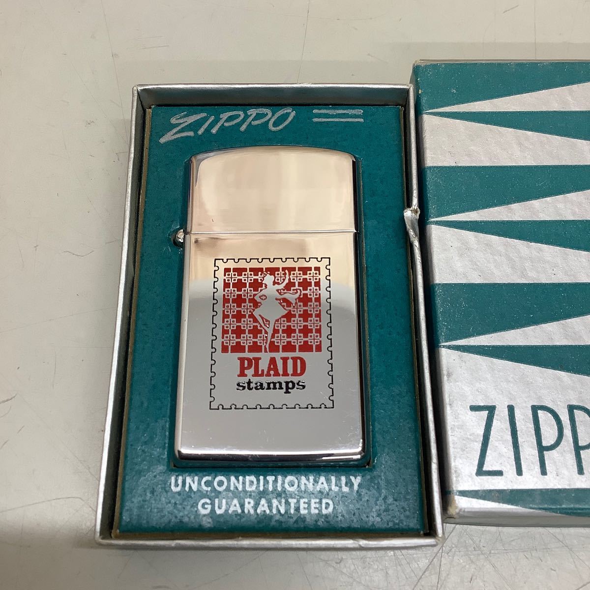 ⑥ ZIPPO ジッポ スリム 1962 PLAID stamps 旧ロゴ ヴィンテージ 現状品 着火未確認 _画像2