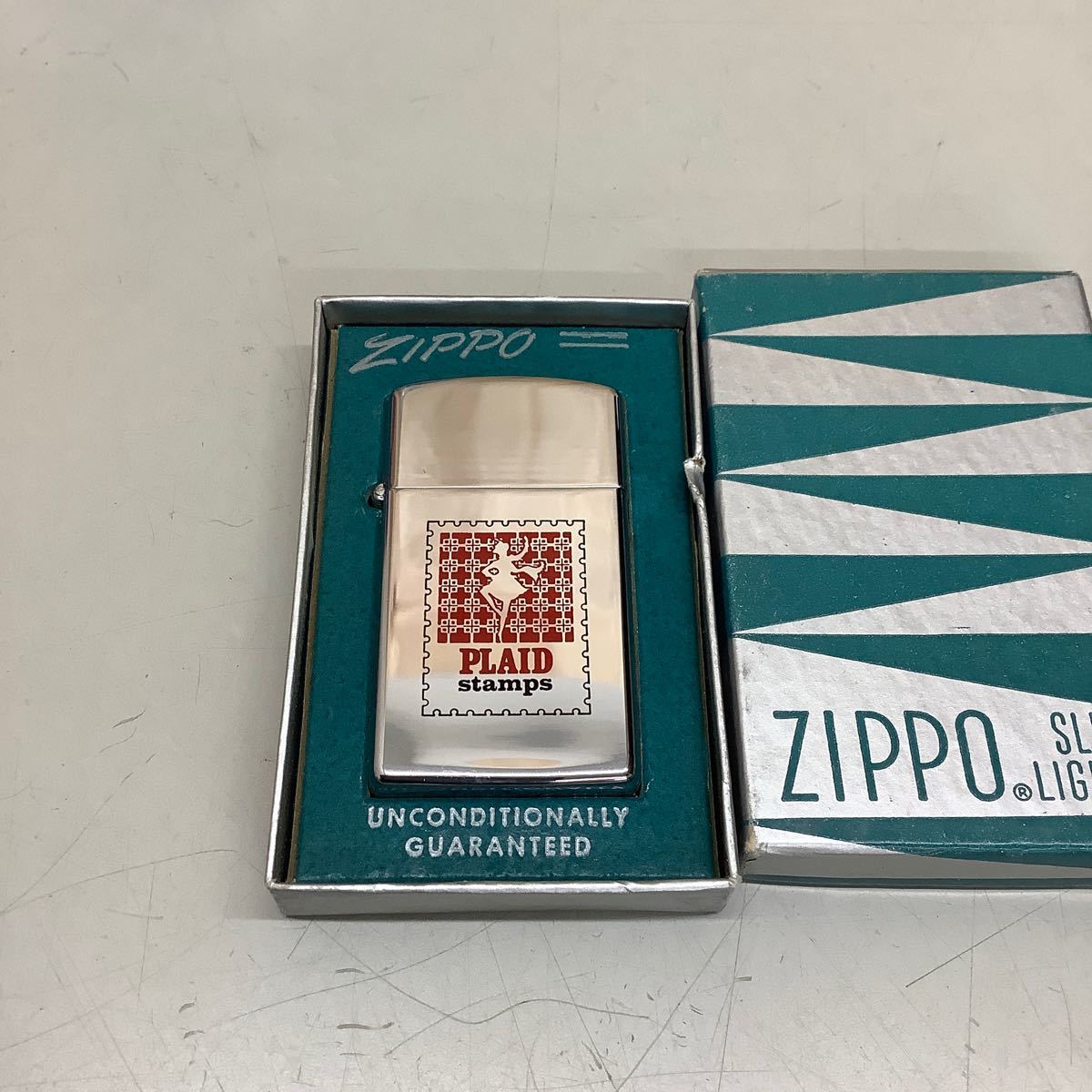 ⑥ ZIPPO ジッポ スリム 1962 PLAID stamps 旧ロゴ ヴィンテージ 現状品 着火未確認 _画像1