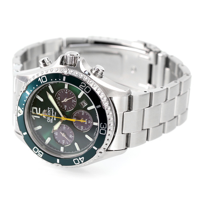 オリエント オリエントマコ ソーラーパワード 腕時計 クロノグラフ ORIENT RN-TX0204E グリーン 日本製