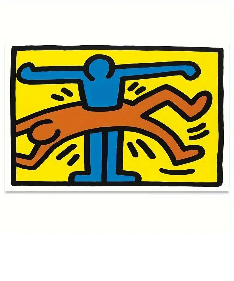 【額付ポスター】キャンバスアート ポスター　キース・ヘリングkeith haring A4　21×30cm フレーム付き Jタイプ