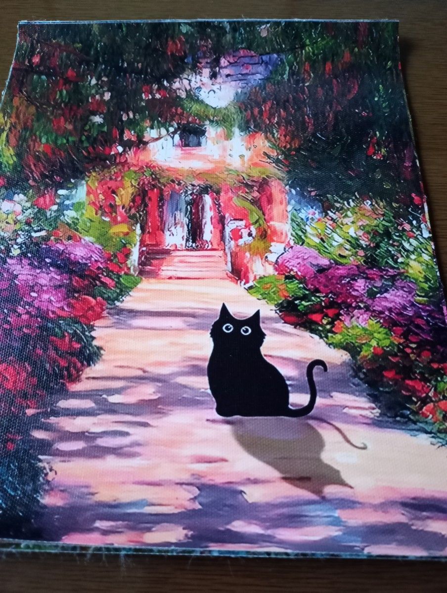 キャンバスポスター　黒猫×名画6枚セット 20×25cm アートポスターまとめて 壁紙 おしゃれ