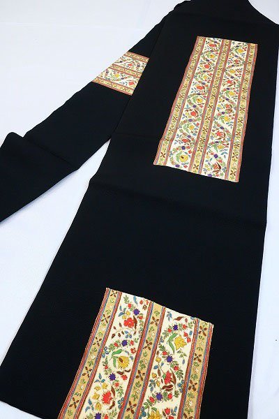 [ kimono fi] unused goods Nagoya obi salt ... style length 3m45cm black stylish usually put on casual silk brand new m-5506