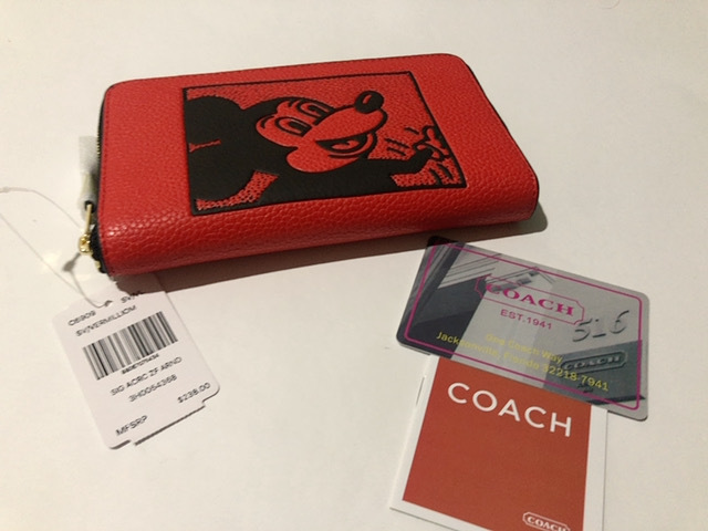 ［1円スタート］COACH コーチ　財布　新品未使用　C6909　エレクトリックレッド　ディズニーコラボ_画像1