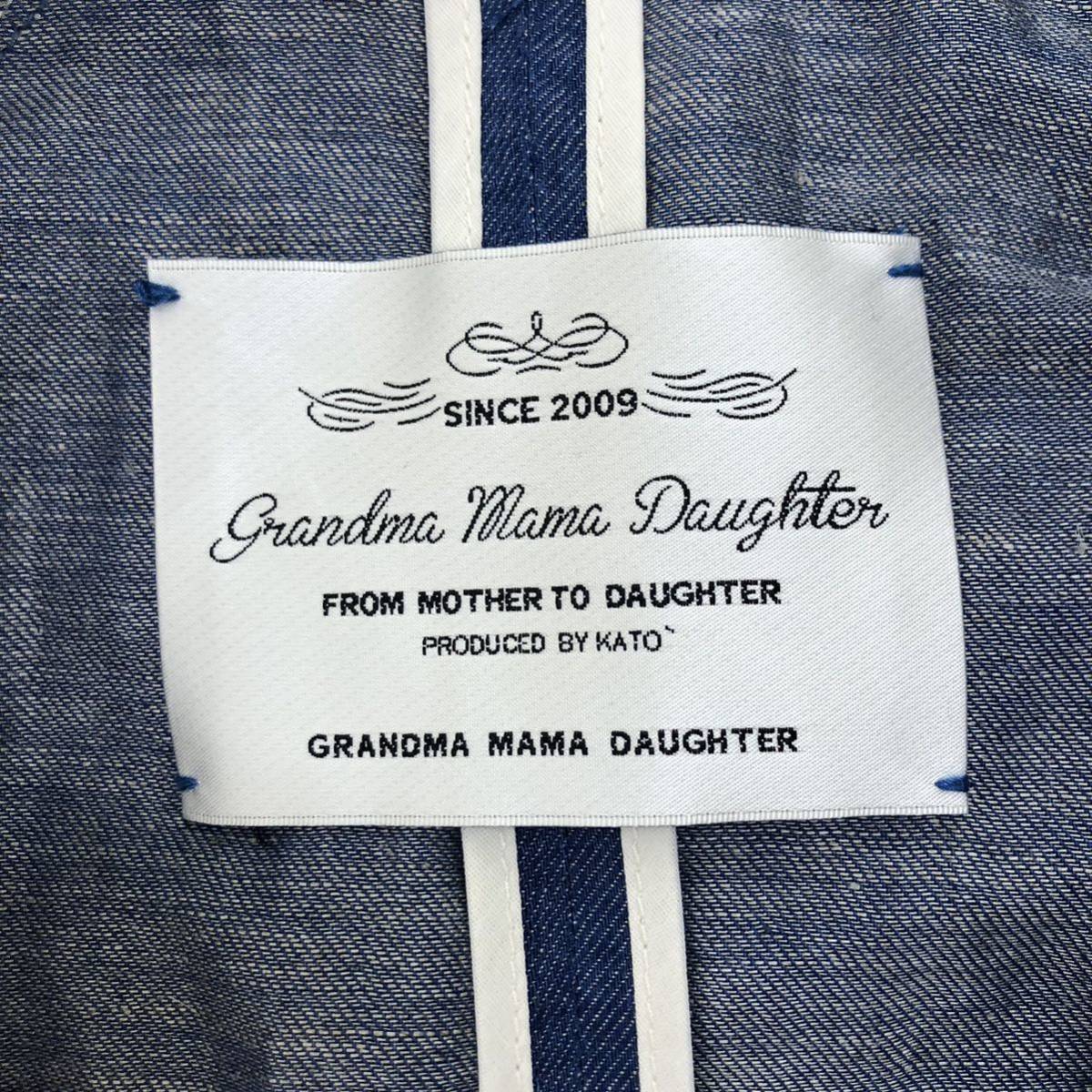 B351 GRANDMA MAMA DAUGHTER グランマママドーター ダブル コート ロング アウター 上着 羽織 長袖 ブルー系 レディース 0 リネンブレンドの画像8