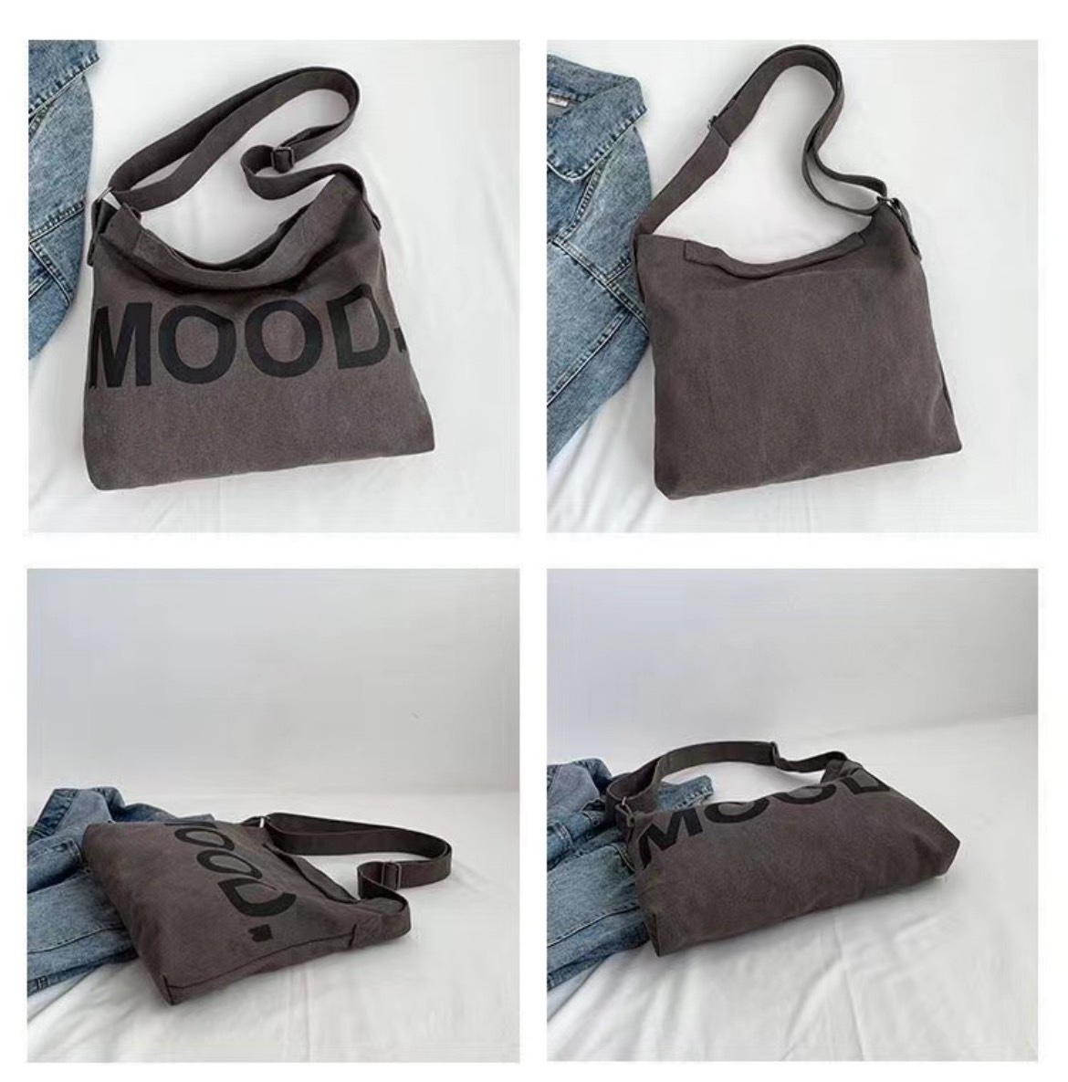 [ canvas bag ] tote bag messenger bag color mocha 