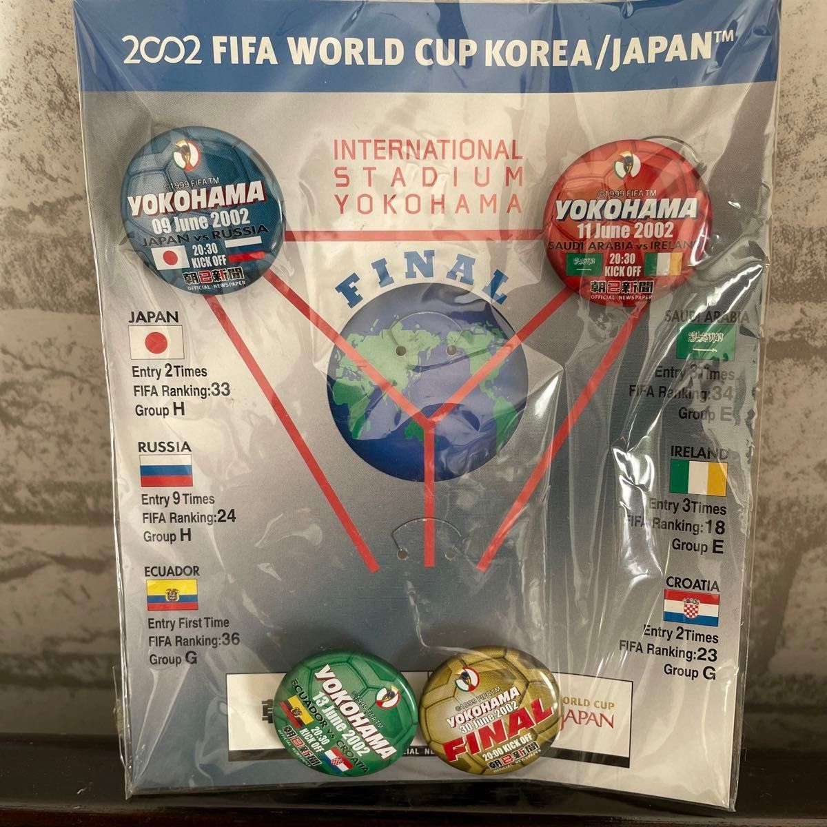 未開封 2002 FIFA World Cup Korea/Japan缶バッチ/400/300/100 Day ピンバッチ