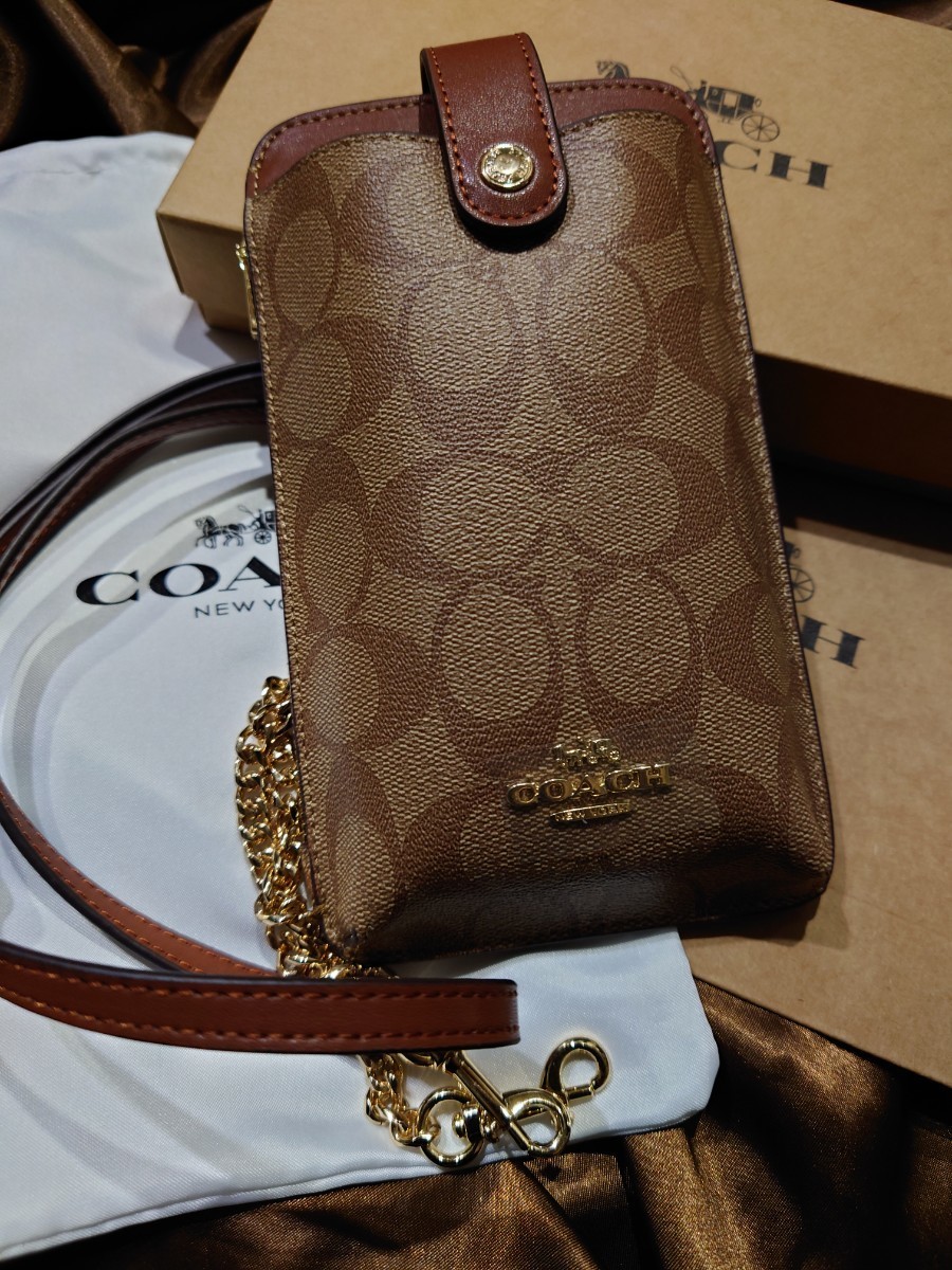 【1スタ】C-69 新品未使用 COACH シグネチャーフォーンショルダー スマホショルダーバッグ _画像1