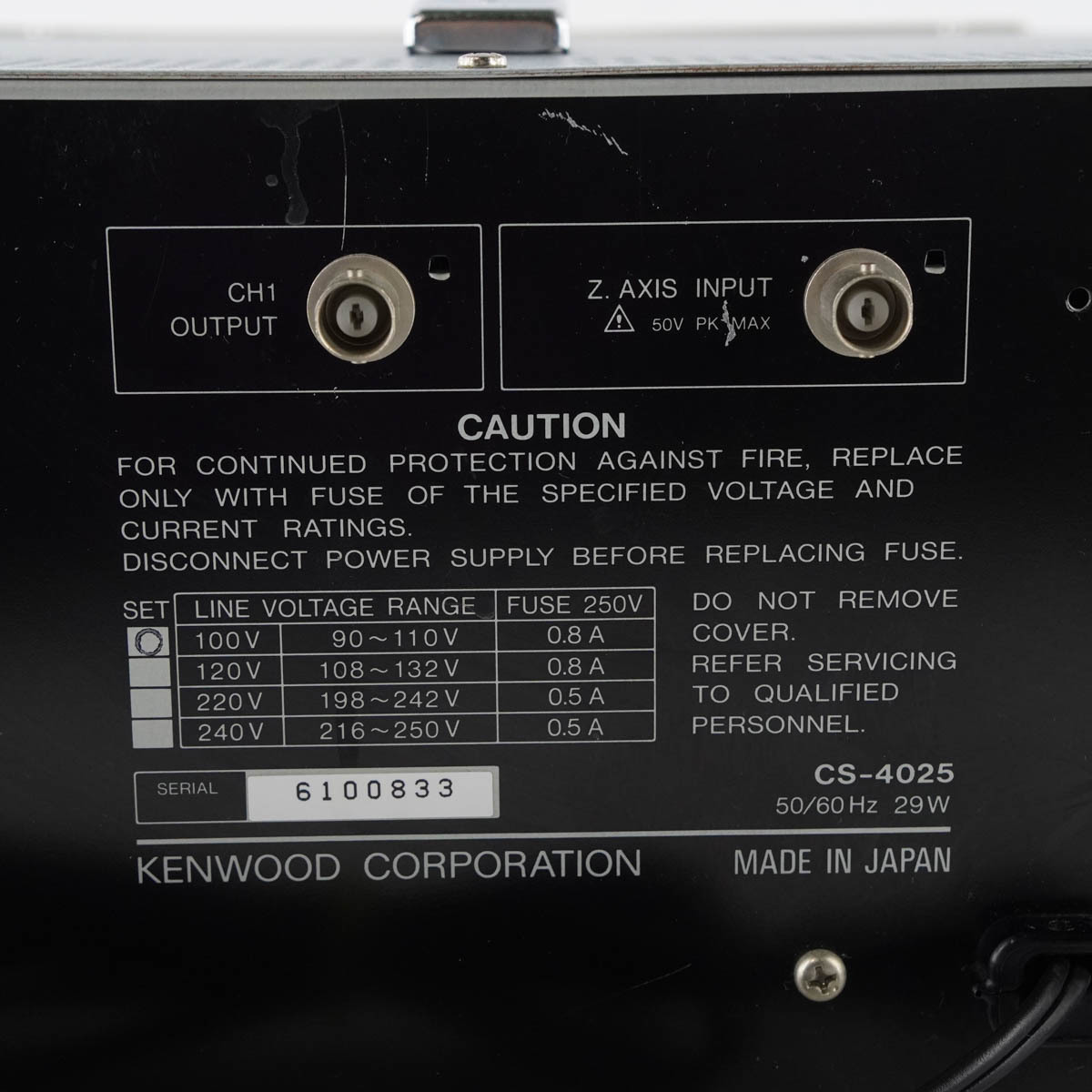 [JB] 現状販売 CS-4025 KENWOOD OSCILLOSCOPE 20MHz ケンウッド オシロスコープ[05452-0214]_画像8