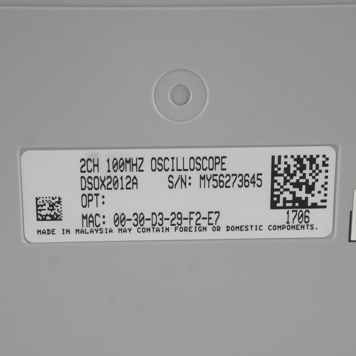 [DW] 8日保証 02/2023CAL DSOX2012A InfiniiVision Keysight Digital Storage Oscilloscope 2ch 100MHz 2GSa/s キーサイト...[05603-0301]_画像9