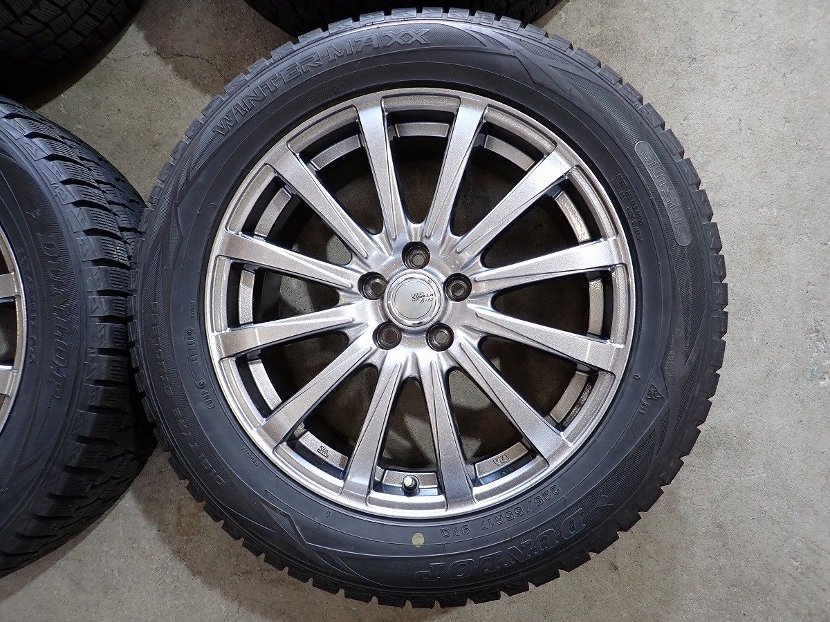 YS5936【送料無料225/55R17】XV SH系フォレスターなどへ ダンロップ 中古スタッドレスセット ■17×7J 100/5H ET48■≪即決≫_画像2