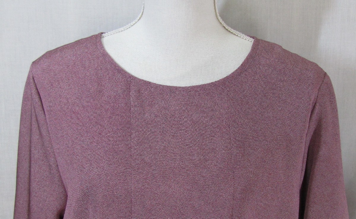 (A161)新春セール 着物リメイク ハンドメイド「ワンピース」正絹 小紋 紫_画像2