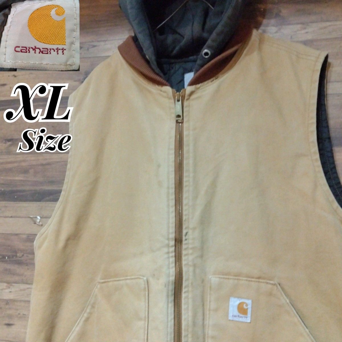 古着 carhart カーハート 90s アクティブベスト フード付き