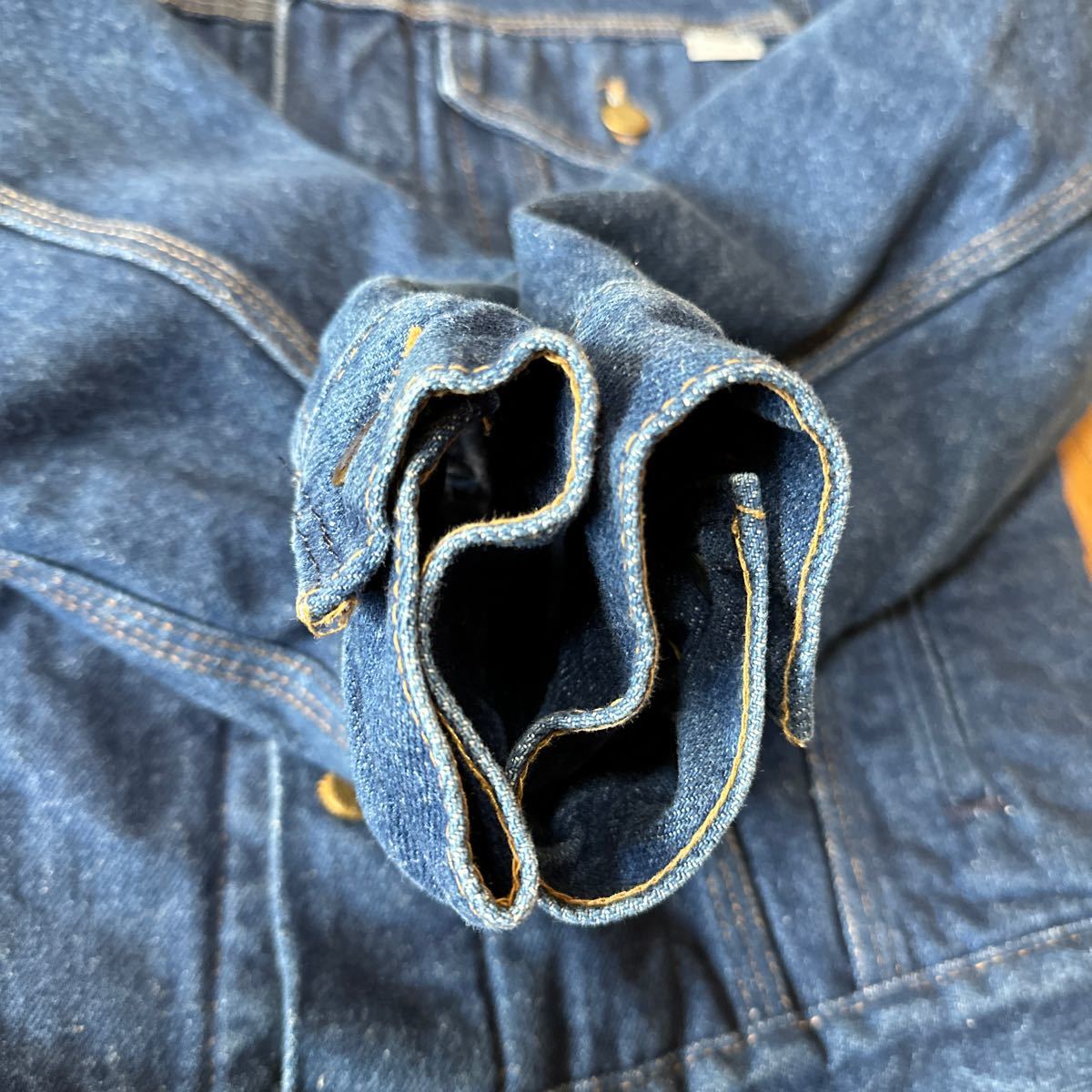 美品carharttヴィンテージデニムジャケットジージャン貴重廃盤旧タグトラッカーDENIM38サイズカウボーイ希少MADEINUSA製アメリカ製ライナー_画像7