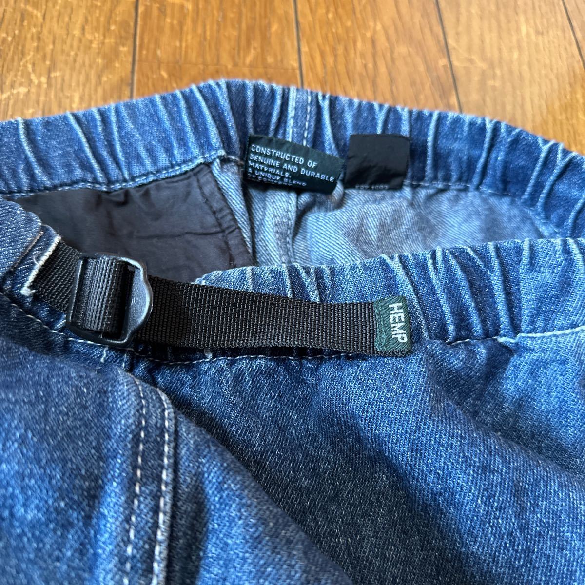 美品MANASTASH HEMPハーフパンツMサイズDENIMショーツ インディゴ貴重定番ショートパンツネイビー名作マナスタッシュ名作春夏クライミング_画像8