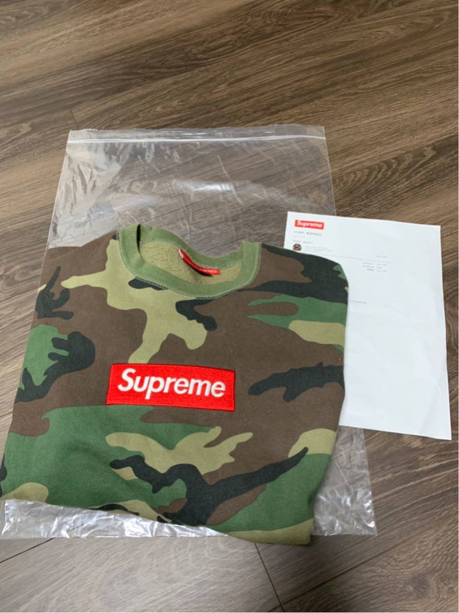 即決送料込み 国内正規品Supreme Box logo Crewneck L 迷彩 Woodland