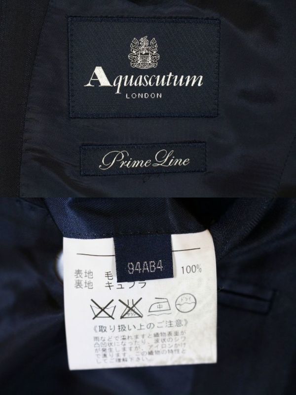 アクアスキュータム Aquascutum LONDON 綺麗め スーツ ジャケット S2B パンツ ビジネス レナウン 紺黒 ストライプ メンズ [651095]_画像9