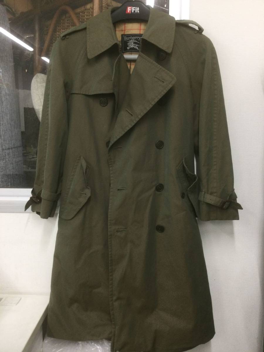 D389-100【BURBERRY】バーバリー トレンチコート ロングコート ベルト付き 裏地ノバチェック レディース メンズ Lサイズ/_画像1