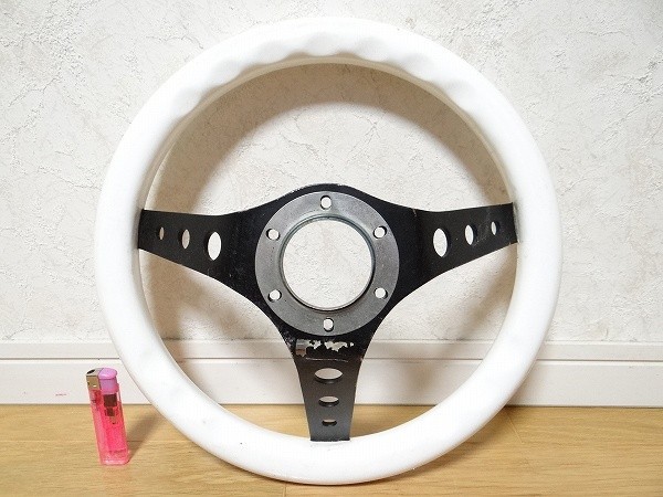  rare 80 period Vintage steering gear steering wheel lame entering white 330mm 33φ old car highway racer deco truck Ame car retro Showa era that time thing 