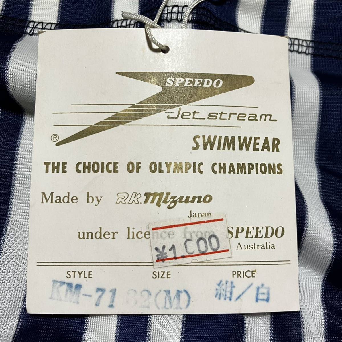 MIZUNO SPEEDO 競泳水着 KSM-0714 Mサイズ 紺×白 旧ロゴ 布ロゴ ヴィンテージ 当時物 日本正規品 競パン ミズノ スピードの画像3