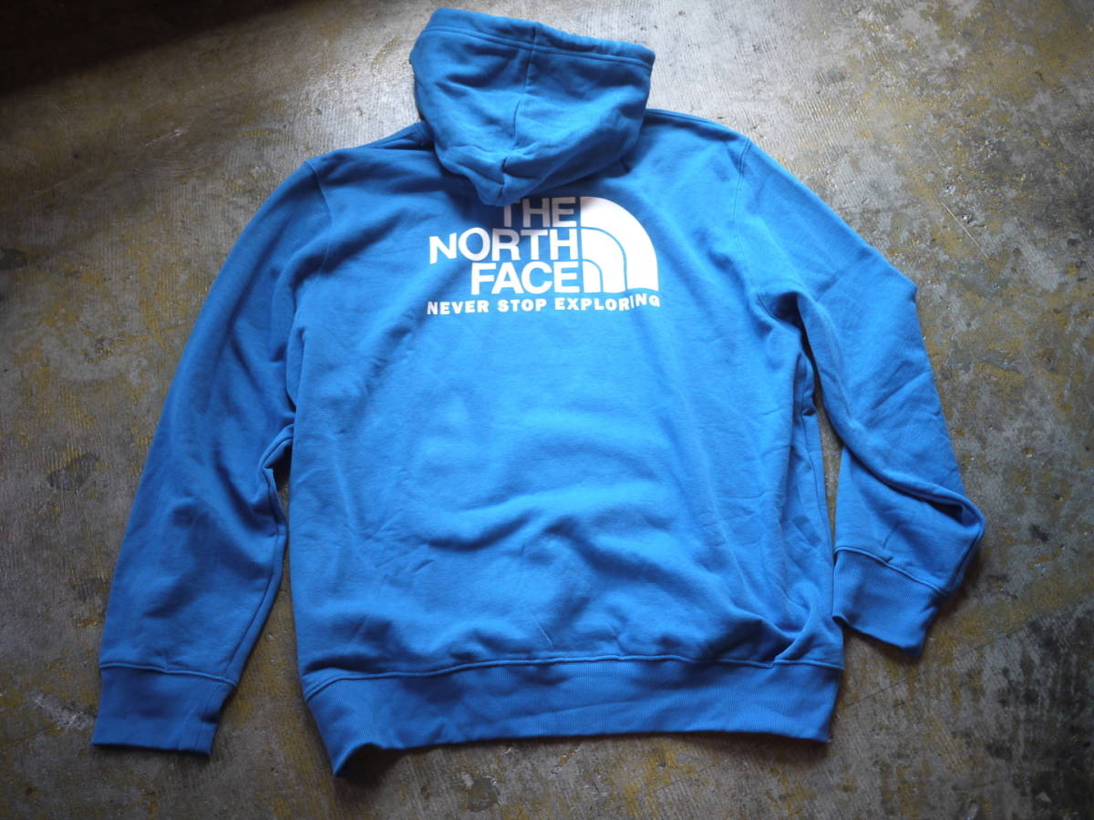 1.6万 新品 M/ノースフェイス バックプリント スウェット パーカー THE NORTH FACE THROWBACK HOODIE BANFF BLUE_画像2