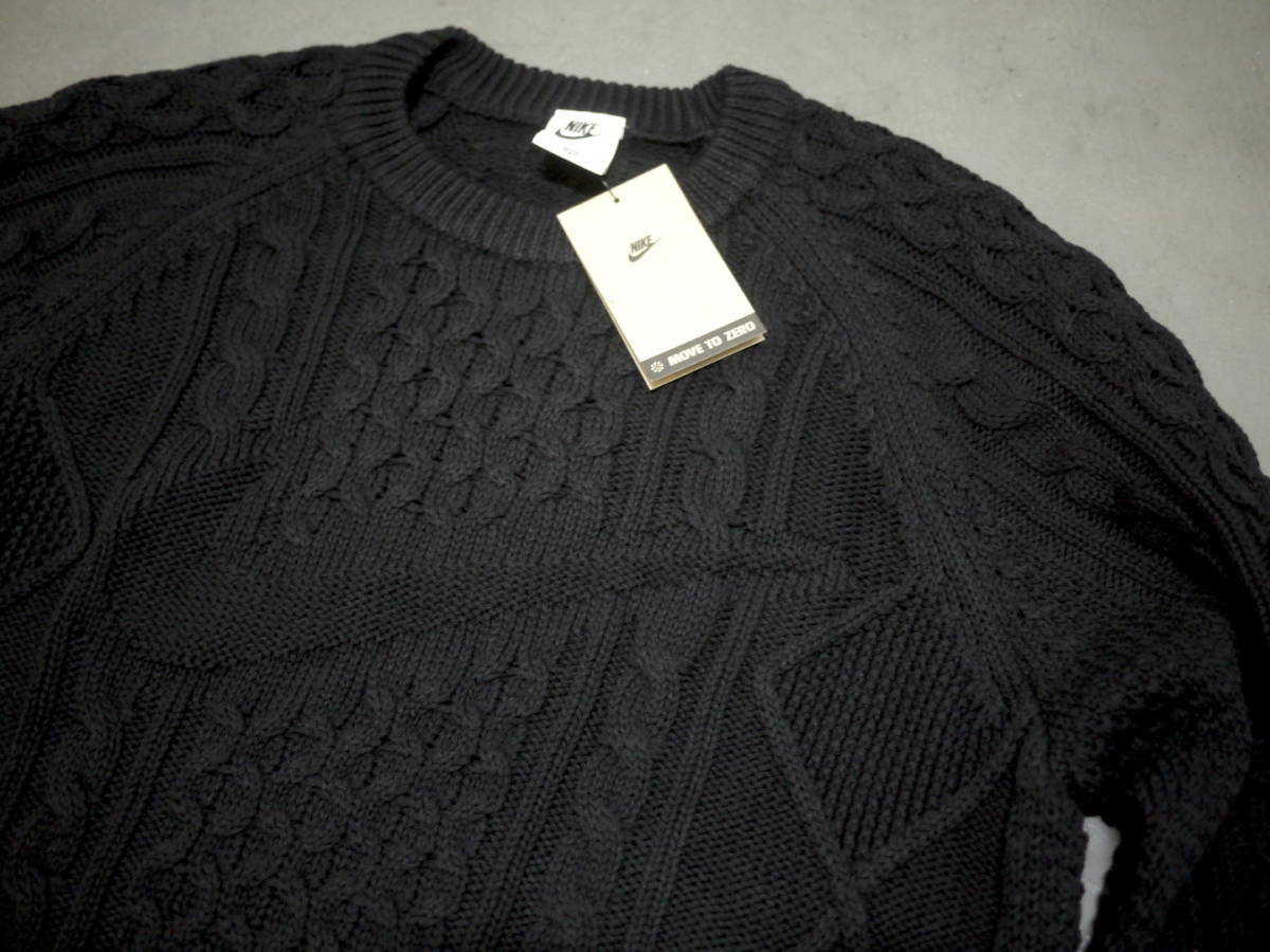 新品未使用 XLサイズ NIKE AS M NL CABLE KNIT SWEATER LS ナイキ ケーブル ニット L/S セーター ブラック 黒_画像2