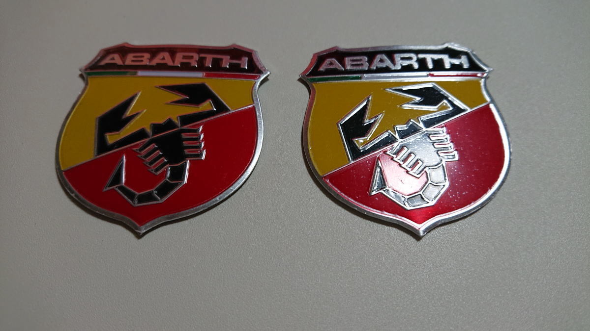 フィアット アバルト ABARTH アルミニウム エンブレム 盾形 3D ステッカー バッジ 2個セット_画像2