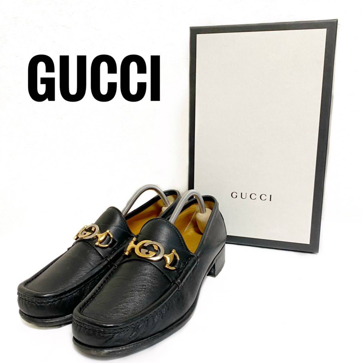 GUCCI インターロッキングG ホースビット ローファー メンズ 6h 黒 