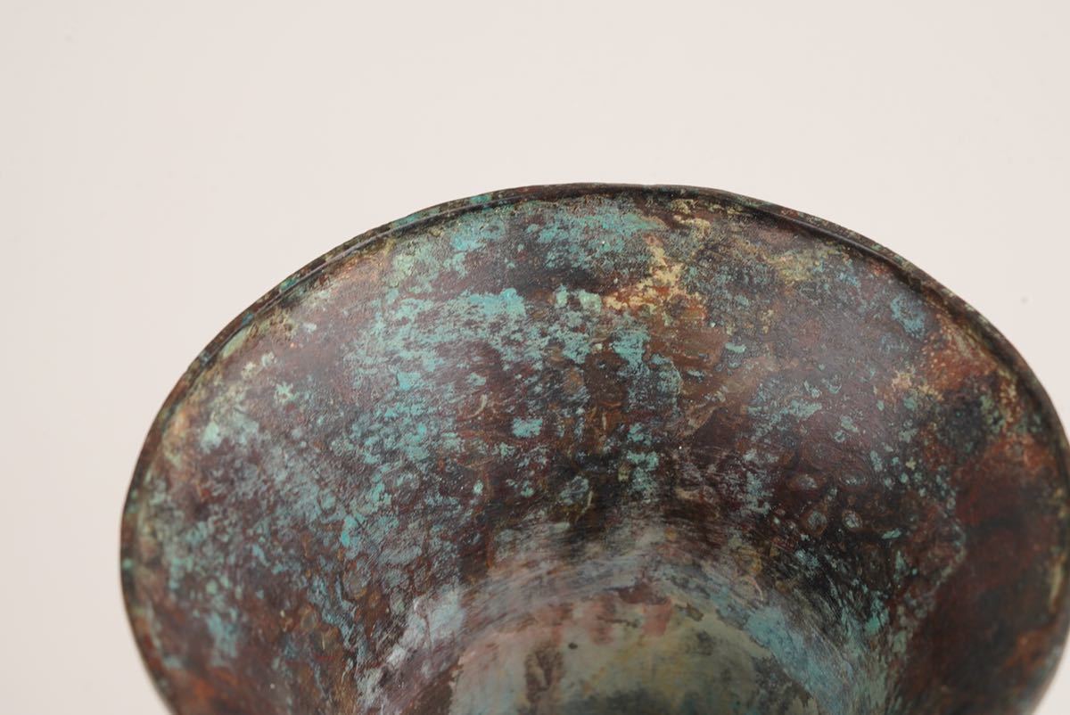 中国美術 青銅器 古銅製 時代物 古玩 獣 紋花 酒器 花瓶 古美術 骨董_画像7