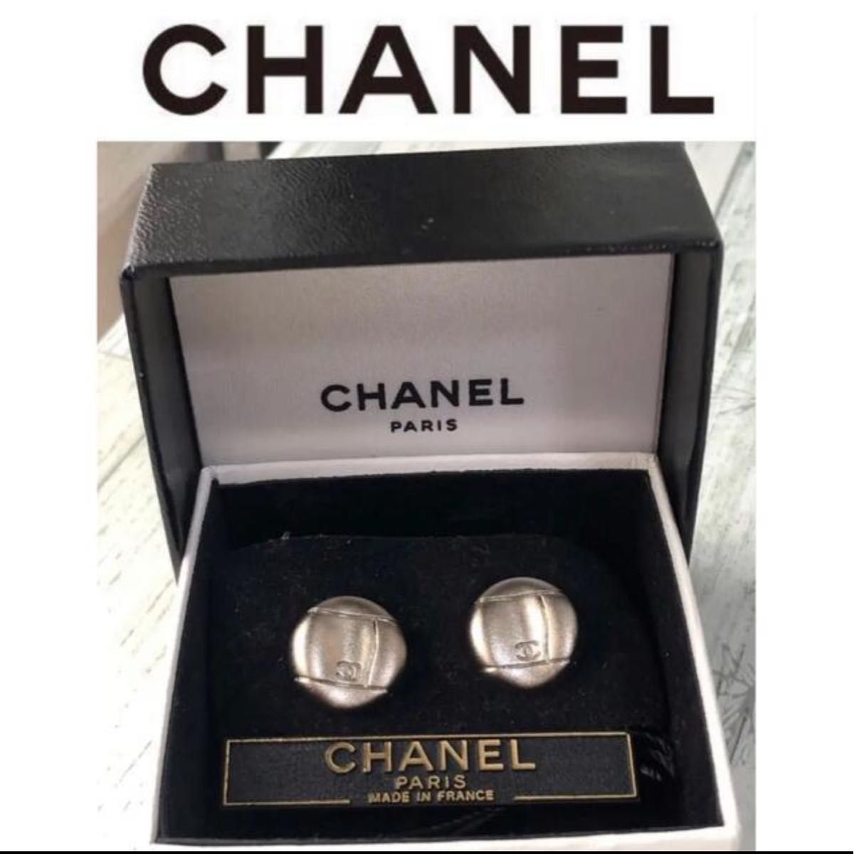 ヴィンテージ 希少 CHANELシャネル ボタン ピアス シルバー 正規 ヴィンテージ 希少 CHANELシャネル ボタン ピアス シルバー 正規