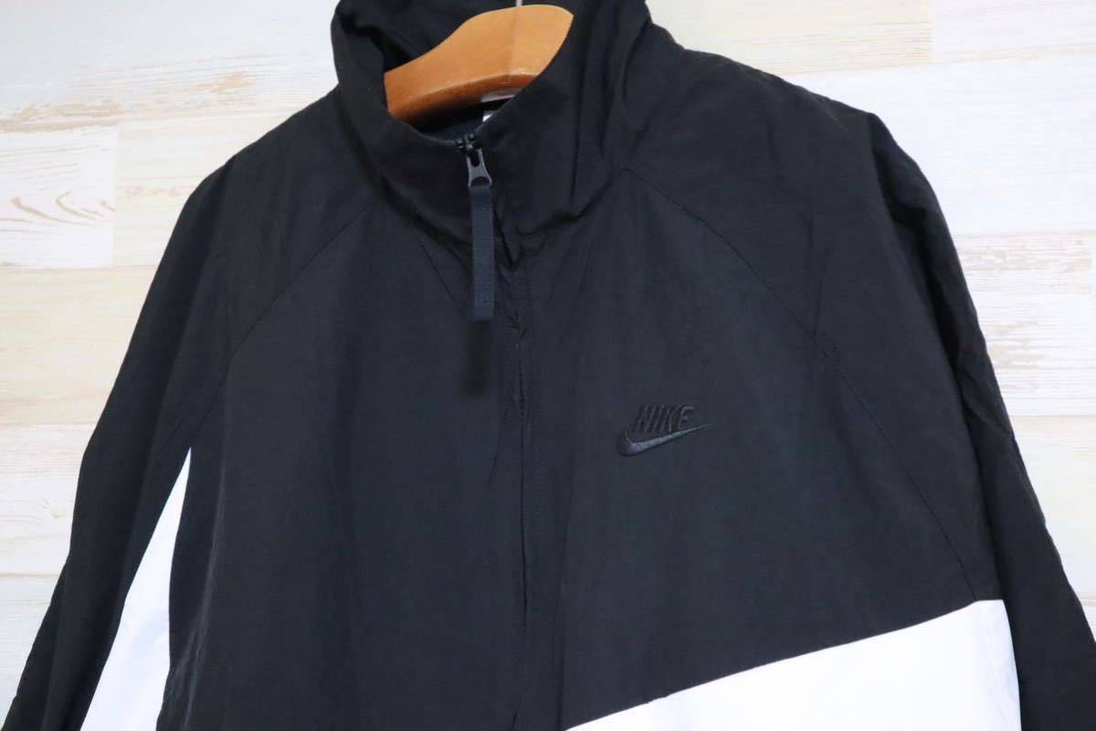 新品 2XL NIKE ナイキ メンズ　ビッグスウッシュ　ウーブンジャケット　ナイロンジャケット　ブラック　ホワイト　白黒_画像5