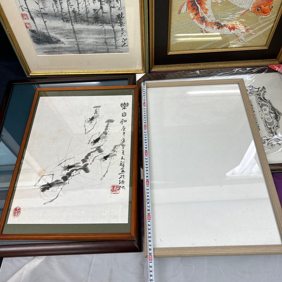 ◆中古 大きめサイズ 額縁 まとめ売り 6点セット A2など 色紙 絵画 ポスター 賞状 木製 アルミ アート フレーム インテリア 美術工芸135-58_画像2