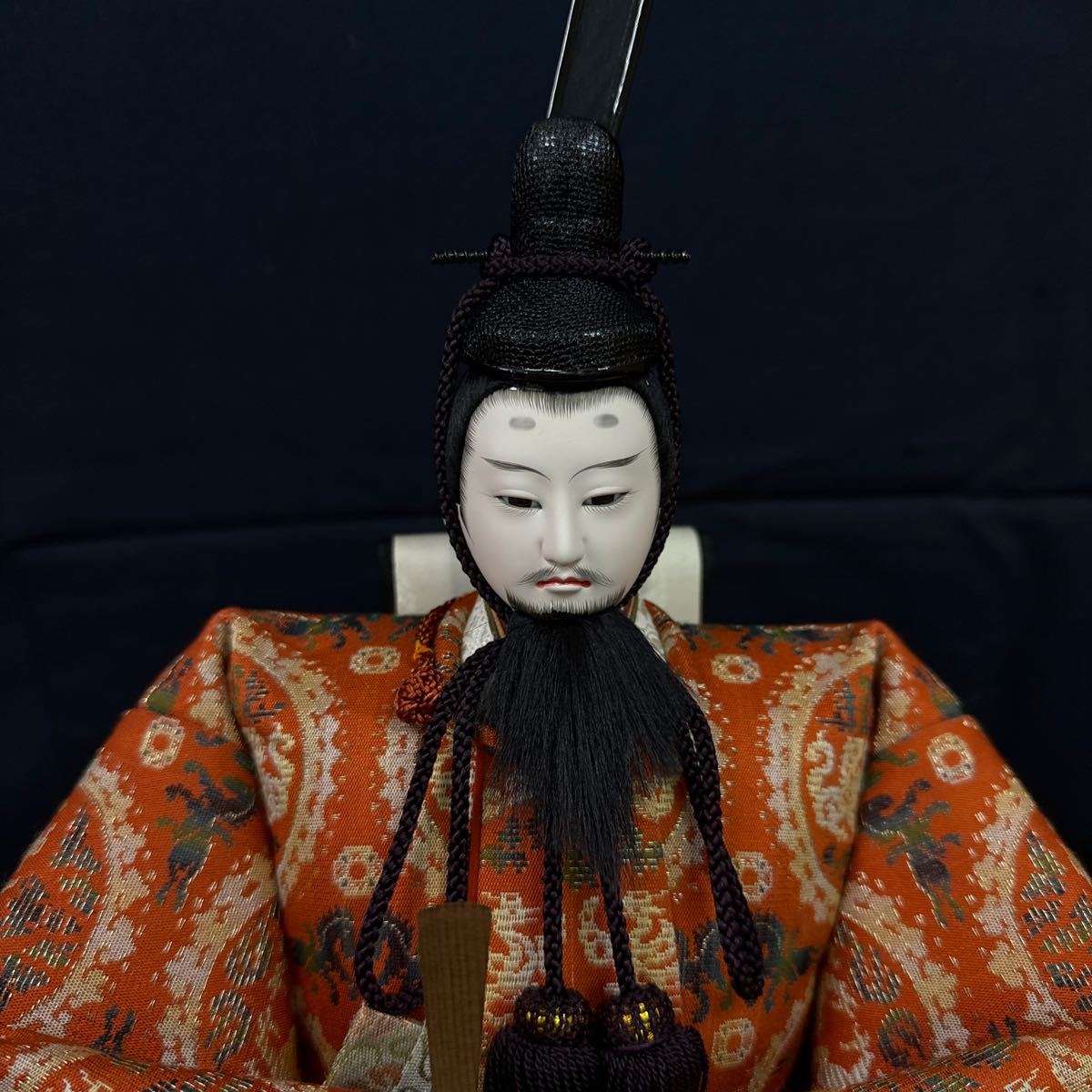 ◆中古 日本人形 天神様 正絹 平安 着物 コレクション ガラスケース付 置物 飾り 和風 インテリア 昭和レトロ 142-45_画像4
