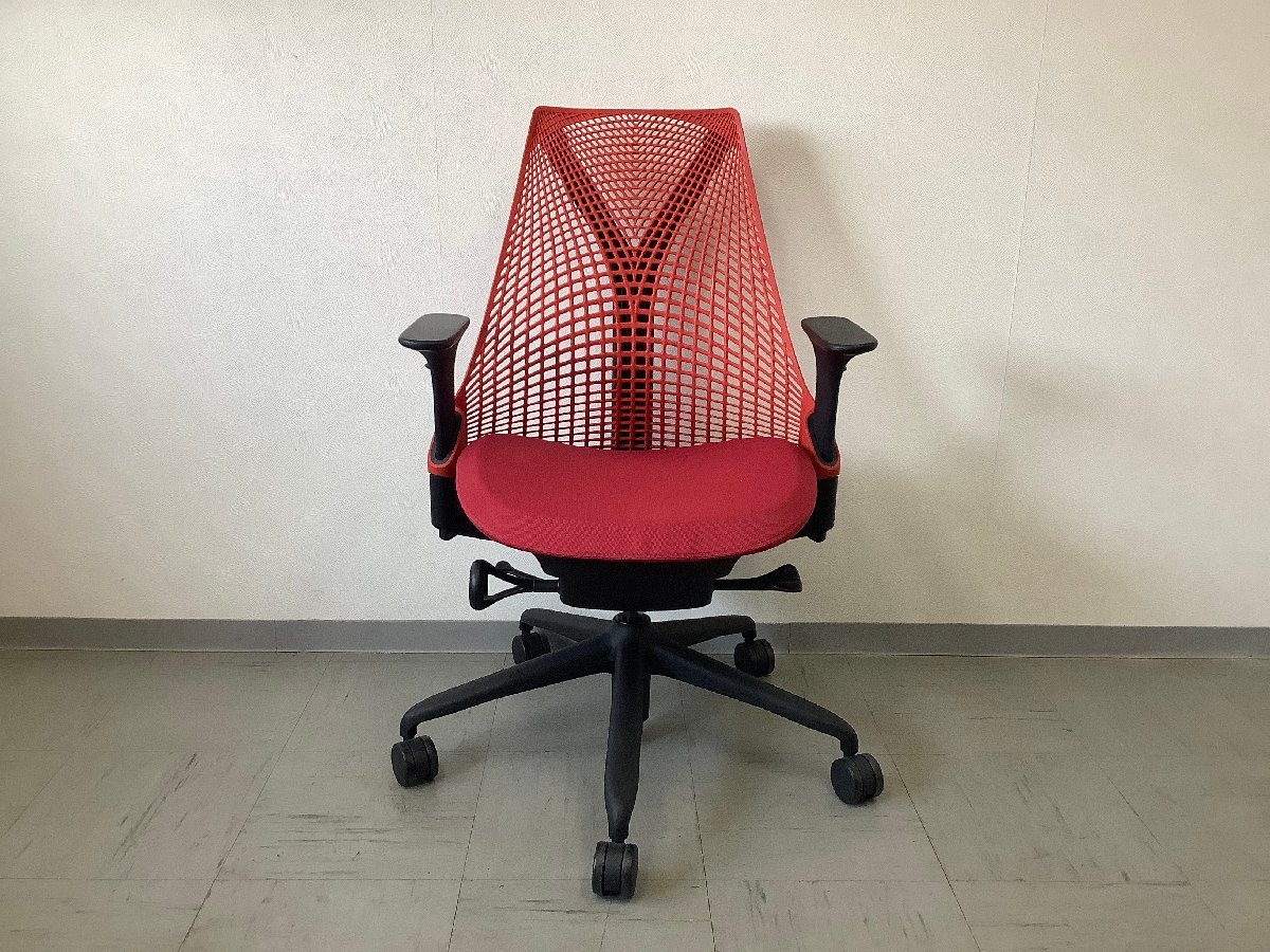 HermanMiller ハーマンミラー Sayl Chairs セイルチェア オフィスチェア ワークチェア デスクチェア ゲーミングチェア ブラック/レッド_画像2