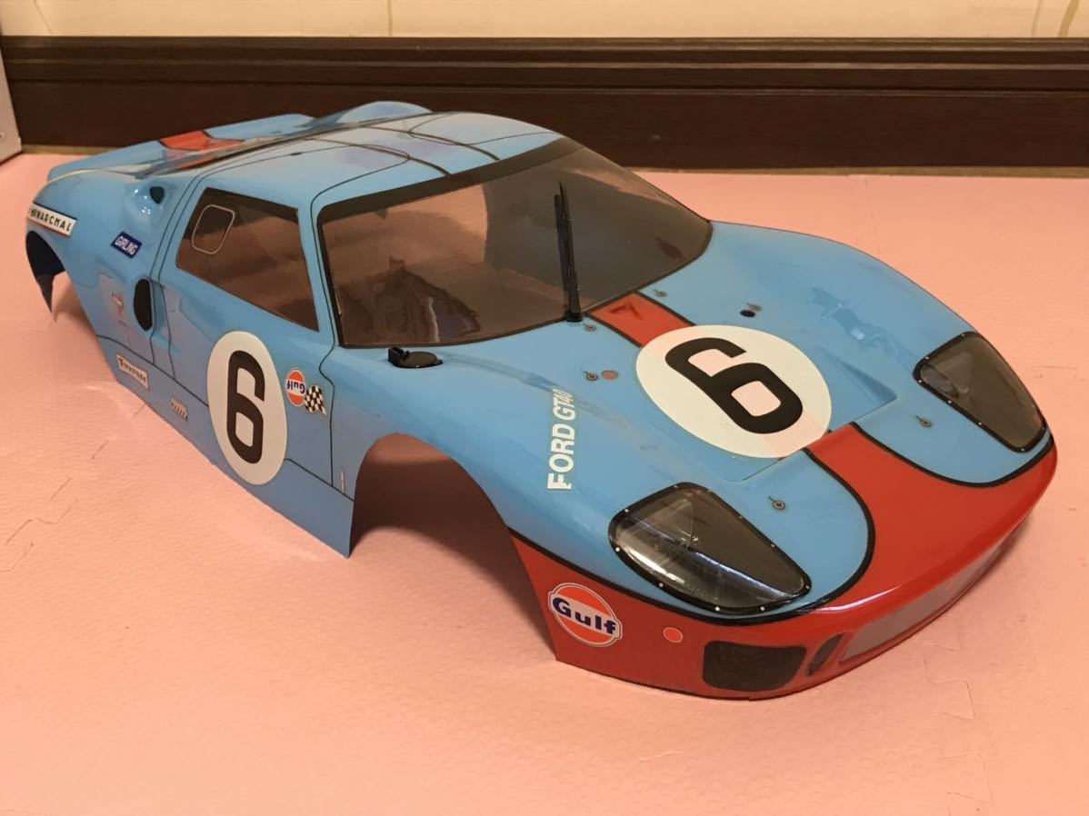 送料無料　当時物 1/10 京商 フォード GT40 ガルフカラー レーシングカー ラジコンボディ 説明書 箱付き KYOSHO FORD Galf RACING CAR 旧車_画像3