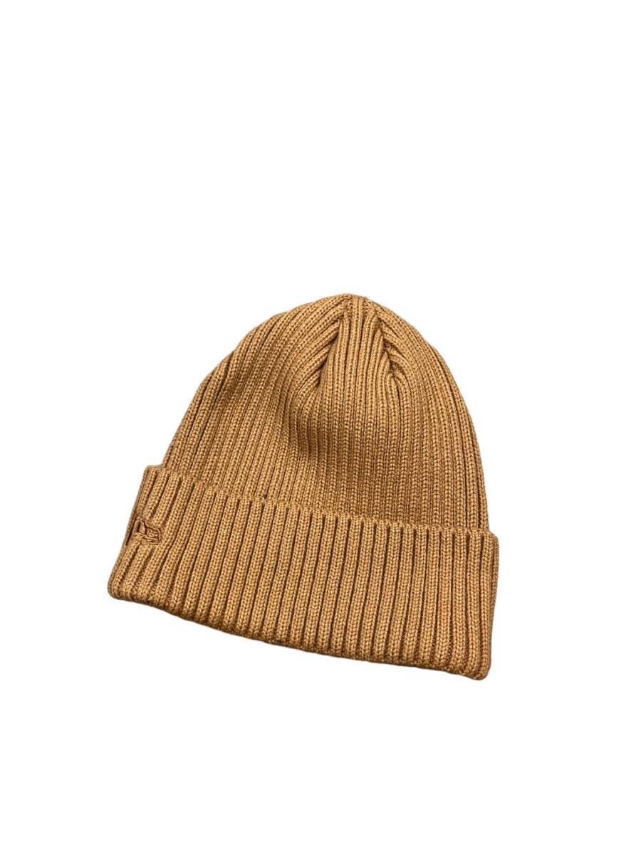 ニューエラ ニットキャップ NE908 ビーニー帽 刺繍ロゴ ワンサイズ ライトブロンズ ユニセックス 防寒 NEWERA CLASSIC CUFF BEANIE 新品_画像4