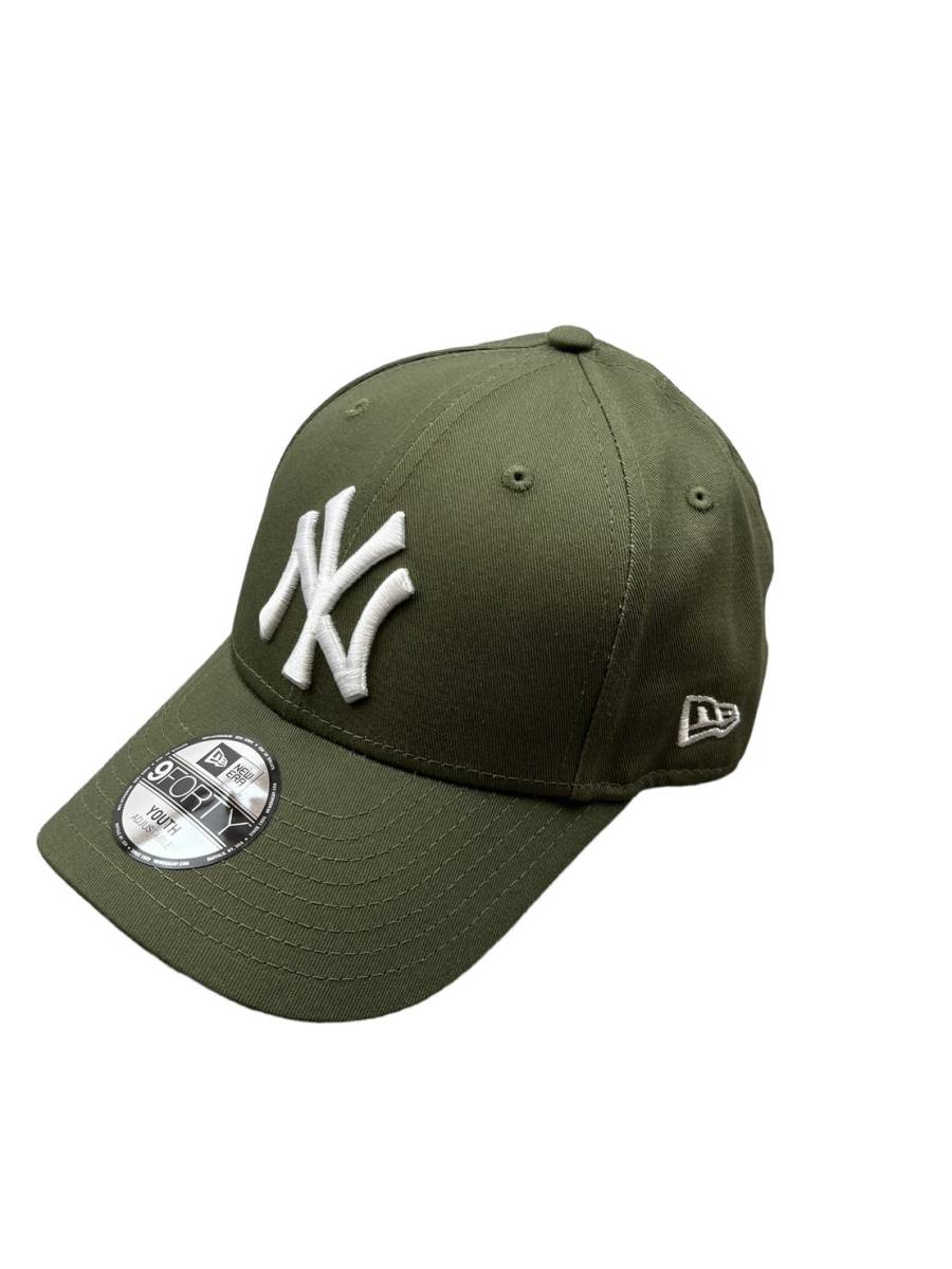 ニューエラ キャップ 帽子 ナインフォーティ キッズ キッズサイズ 野球帽 ヤンキース モスグリーン NEWERA 9FORTY YOUTH 新品_画像2