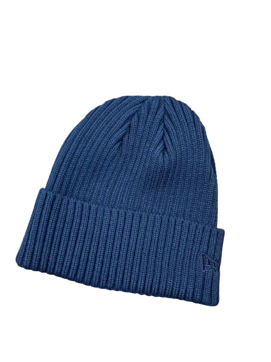 ニューエラ ニットキャップ NE908 ビーニー帽 刺繍ロゴ ワンサイズ ディープネイビー ユニセックス 防寒 NEWERA CLASSIC CUFF BEANIE 新品_画像2