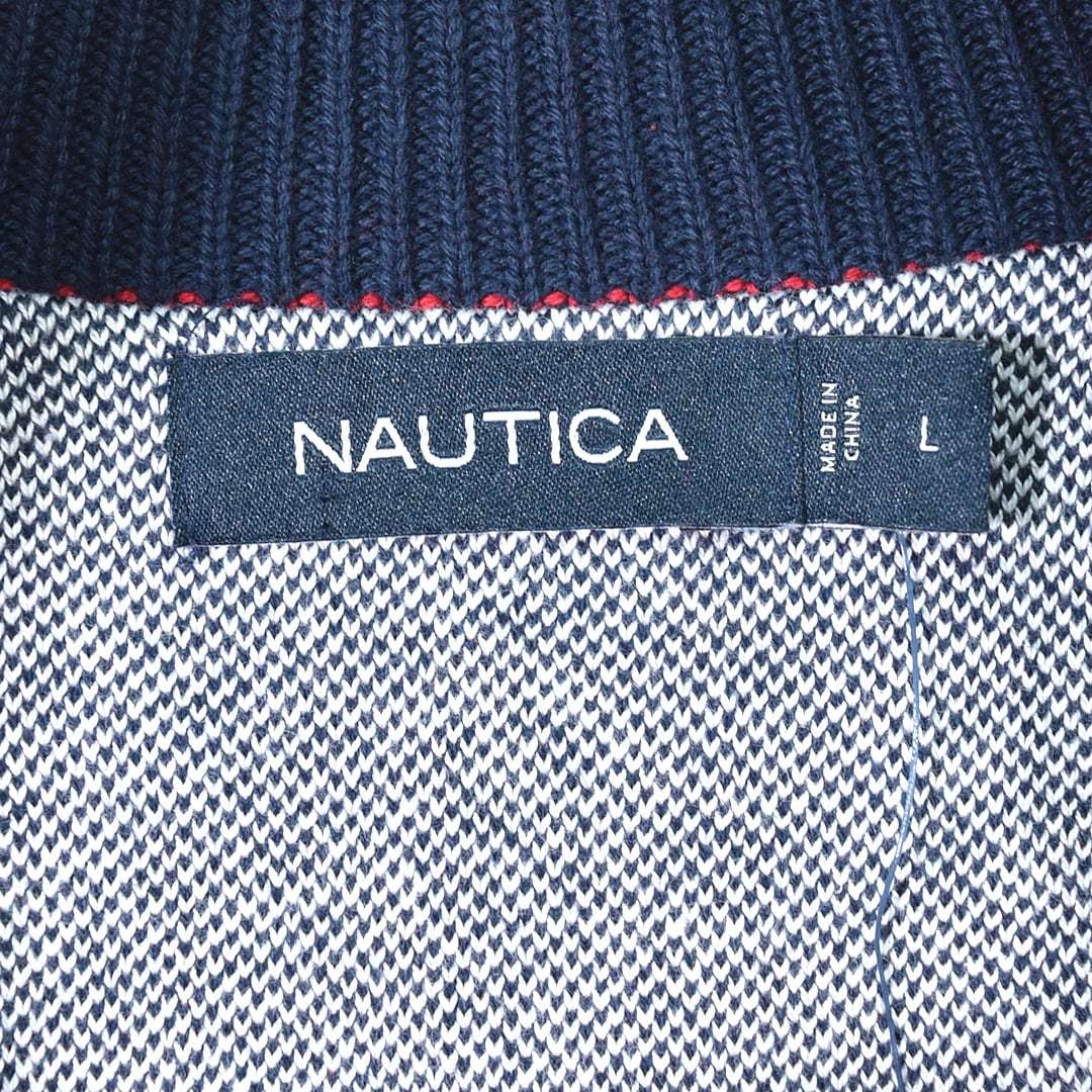 [ бесплатная доставка ] Nautica неиспользуемый товар хлопок свитер кабель плетеный половина Zip one отметка Logo красный NAUTICA размер L б/у одежда @CH1049