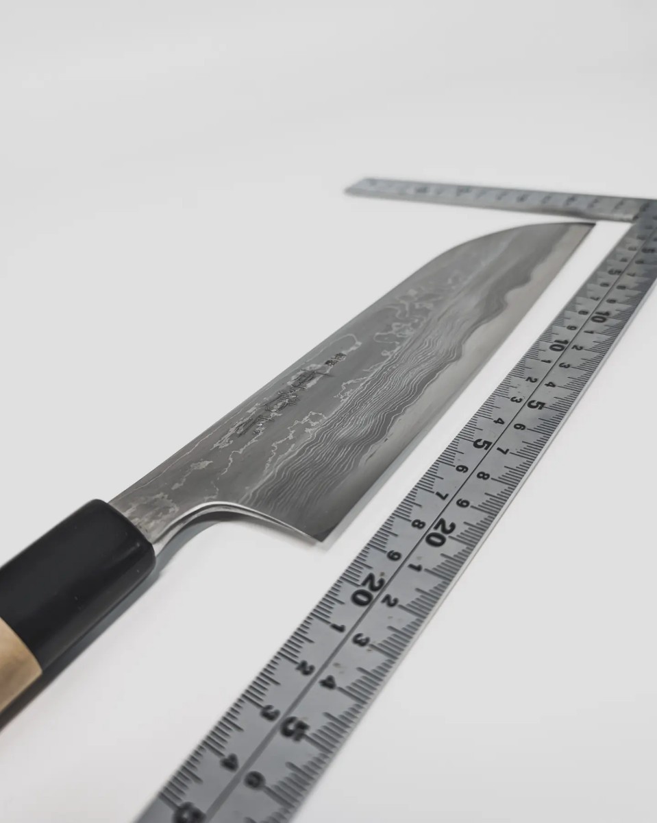 【重房作】鍛地　鎌形菜切包丁 210mm 三条 Shigefusa ku Santoku 刃物 和包丁　包丁_画像2