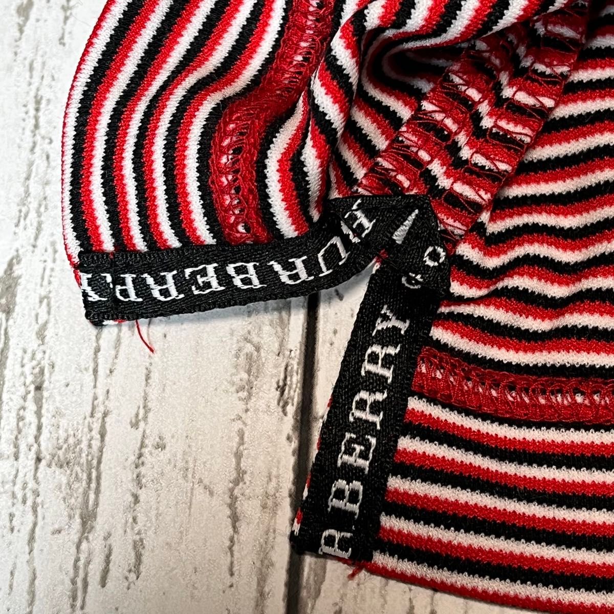 ☆美品☆ BURBERRY バーバリー　ゴルフ　ボーダー　カットソー　タートルネック　ハイネック　インナー　レッド　長袖　