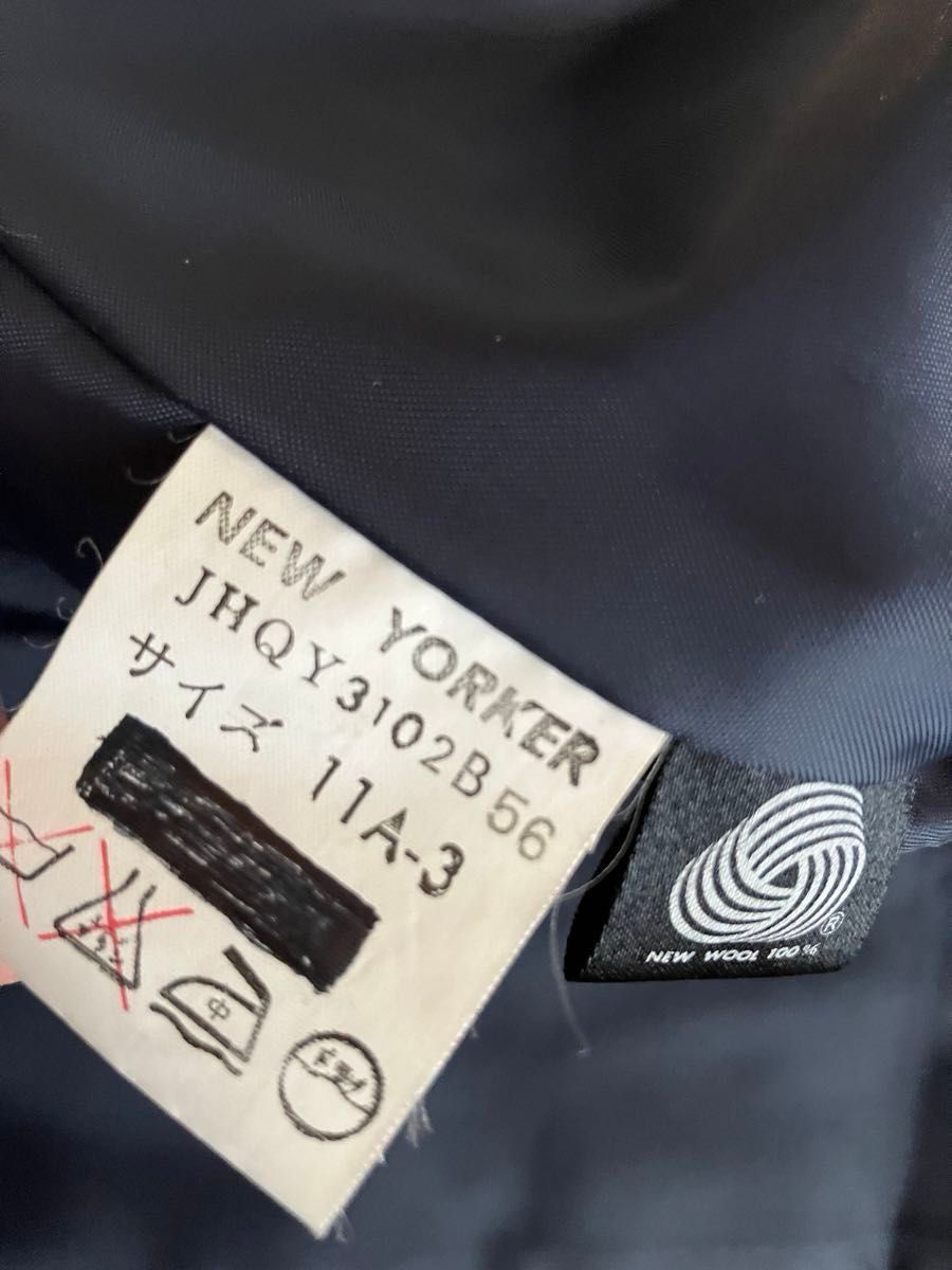 ニューヨーカー　レディース　紺色ブレザー　ジャケット　11A-3 Lサイズ　WOOL100%  紺ブレ金ボタンNEW YORKER