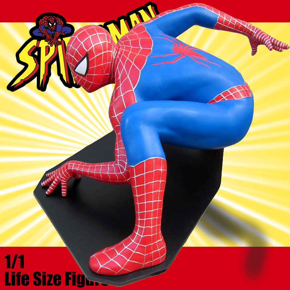 等身大フィギュア スパイダーマン しゃがみ・闘い 台座固定式 長さ130cm FRP製 SPIDERMAN アメキャラ アメリカ雑_画像3