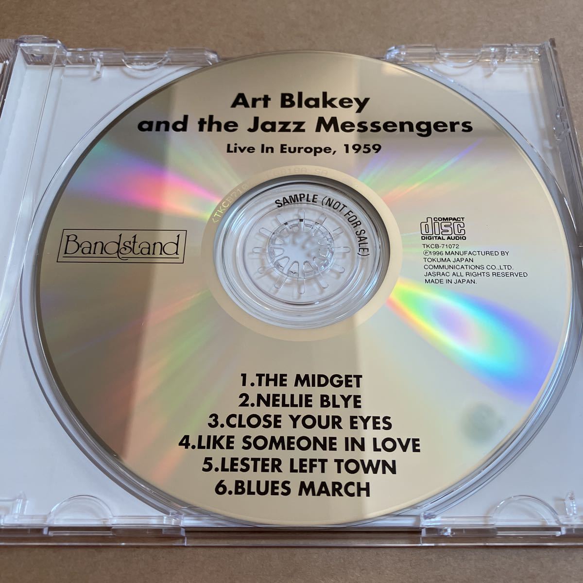 サンプルCD ART BLAKEY AND THE JAZZ MESSENGERS / ライブ・イン・ヨーロッパ1959 TKCB71072 アート・ブレイキー サンプル盤 盤面キズ多いの画像3