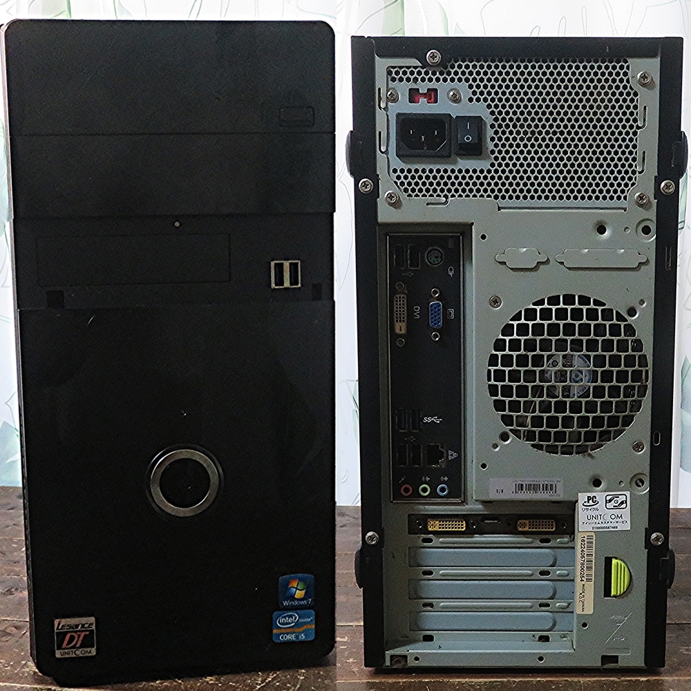 UNITCOM ユニットコム 中古 デスクトップパソコン Lesance DT MN5010-i5-TGM パソコン単体 ジャンク品 部品取り Windows 7 Home Prmeium 64_画像2