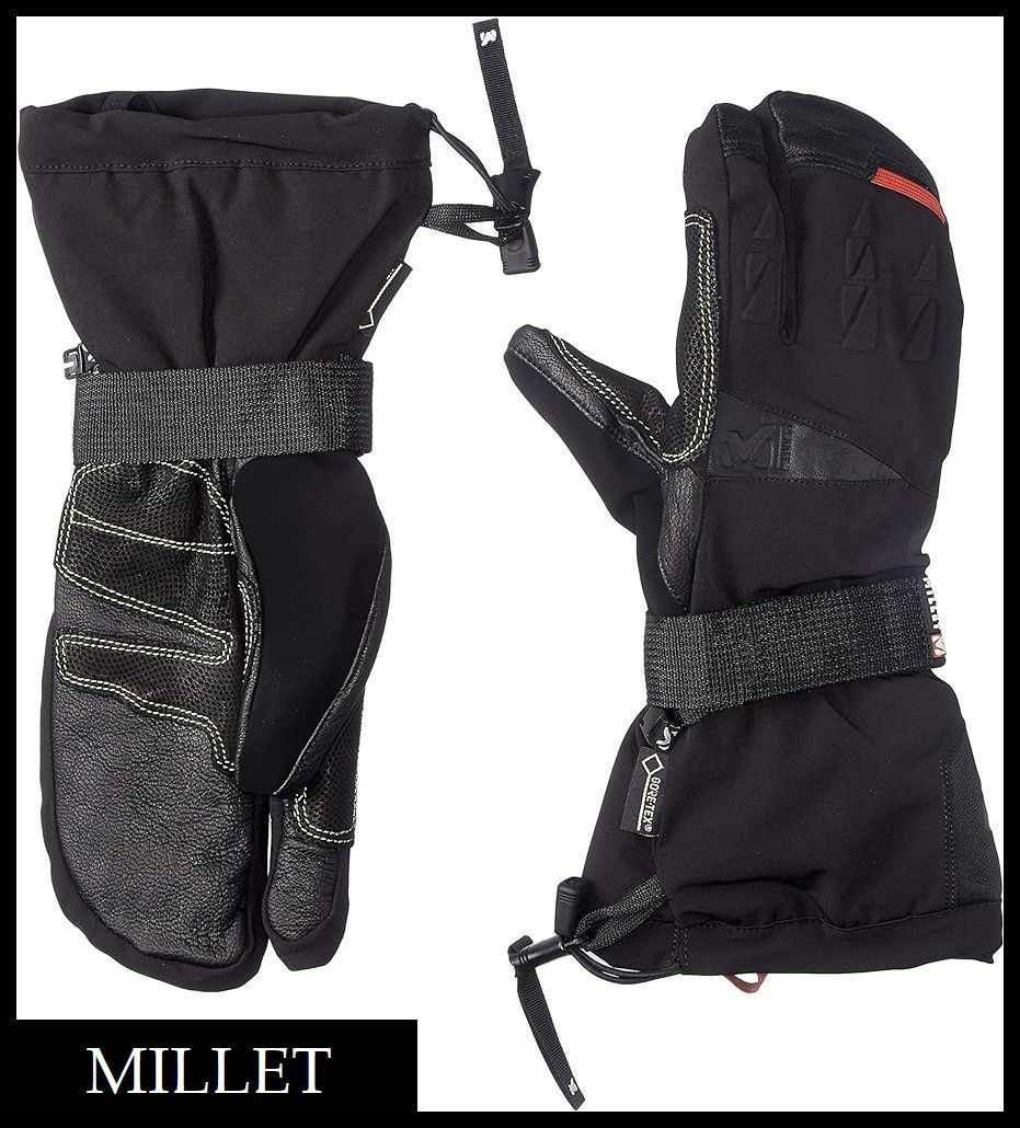  free postage new goods tag attaching MILLET Millet MIV7899go-to leather use expert 3 finger heat insulation waterproof Gore-Tex glove gloves M ②