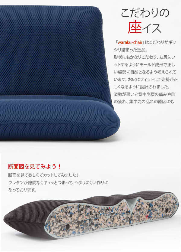 日本製 背筋ピン座椅子「S」Wラッセルブルー リクライニング コンパクト ソファや椅子に置いてもOK(沖縄、離島への配達不可)_画像4