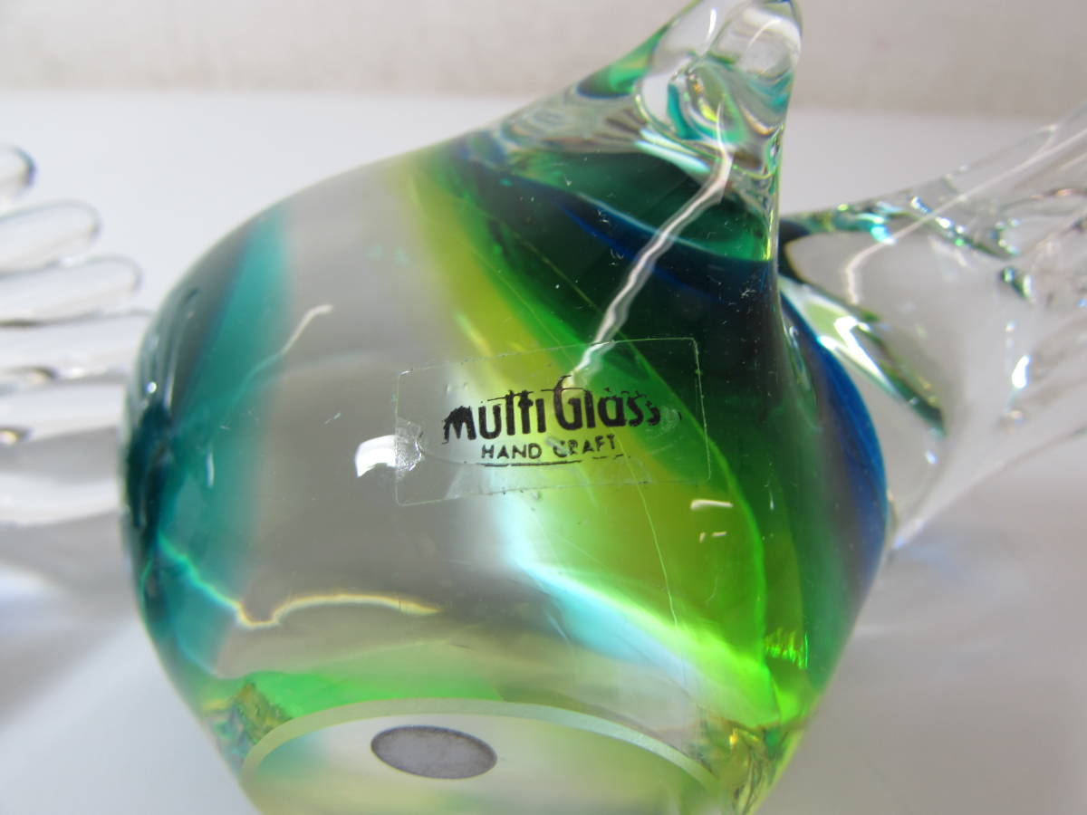 Multi Glass マルティグラス ガラス細工 ハンドクラフト 鳥 とり バード 2点 インテリア オブジェ 置物 飾り物 雑貨 ペーパーウェイト_画像8