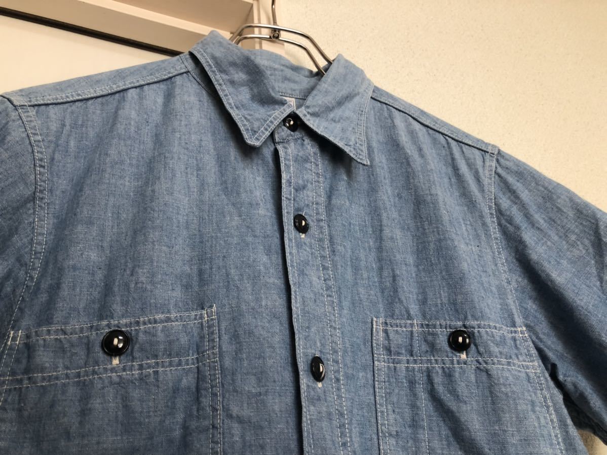 【送料込み】90sヴィンテージMADE IN JAPAN日本製THE REAL McCOY'S リアルマッコイズ半袖シャンブレーシャツ14_画像9
