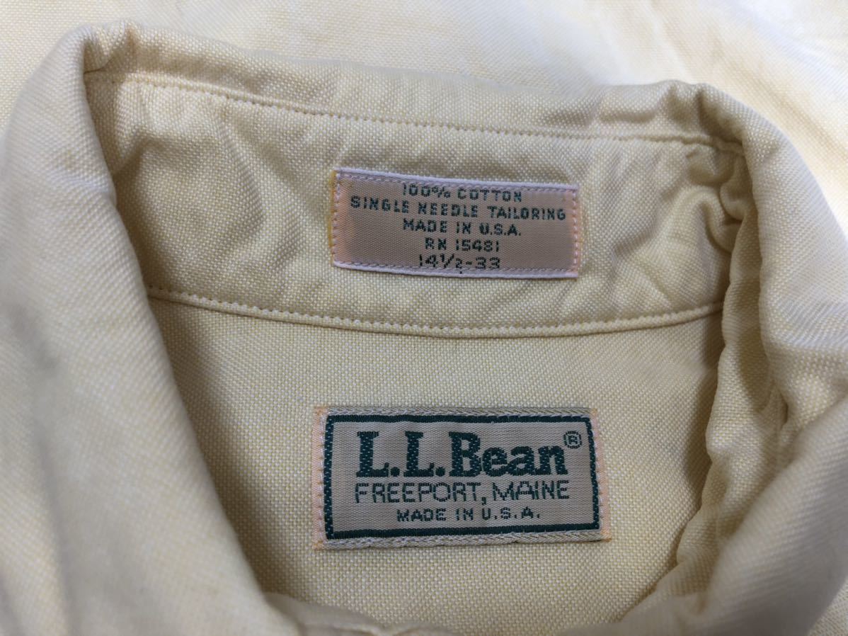 80sヴィンテージMADE IN USA アメリカ製USA製L.L.BeanオクスフォードボタンダウンシャツBDシャツsize14 1/2_画像2