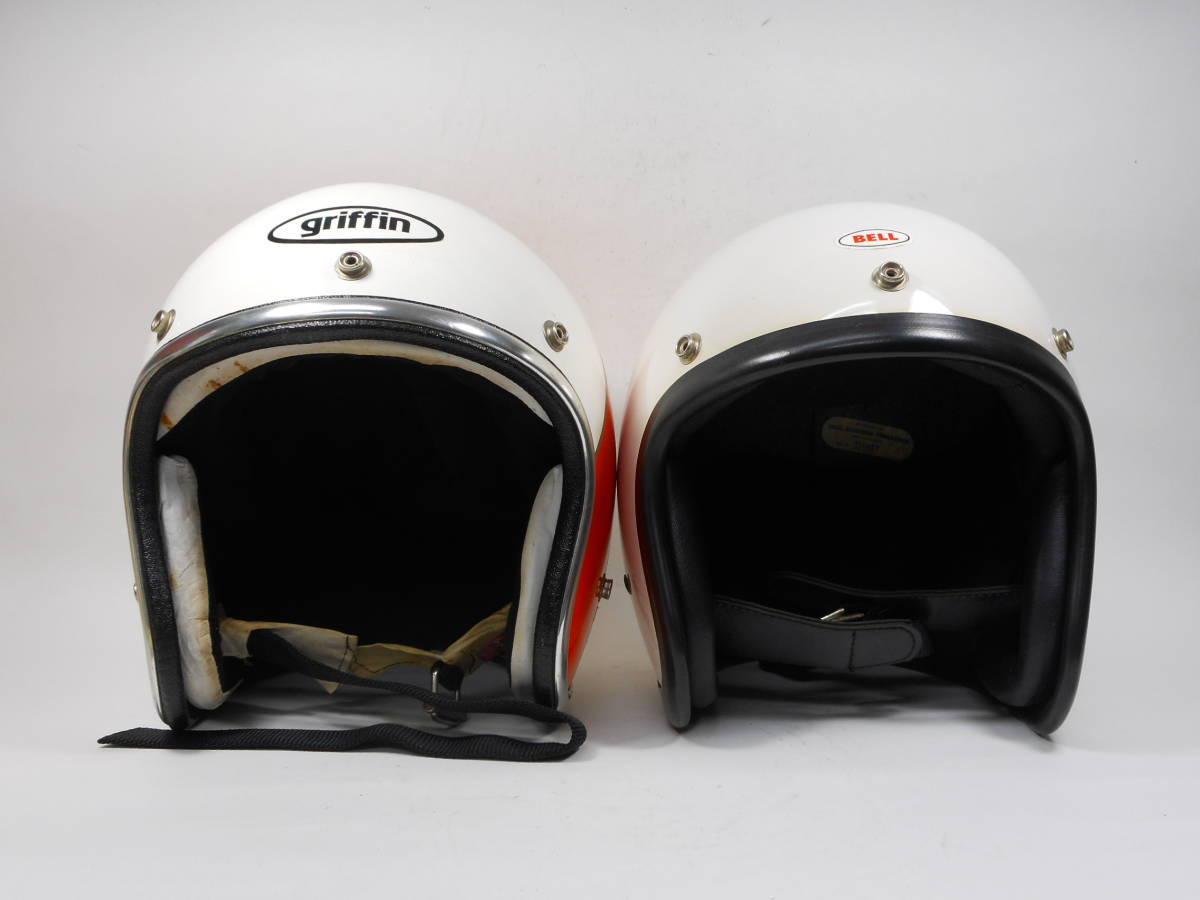 レア！70s GRIFFIN JET STAR ジェットヘルメット M ★ 70年代 英国製 グリフィン BELL 500TX RT マグナム STADIUM EVEROAK トライアンフ_500TX(Mシェル)比較